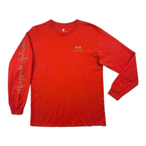 Simply Southern Shirt Womens Medium Red Nauti Or Nice Preppy Holiday Long Sleeve - Picture 5 of 11